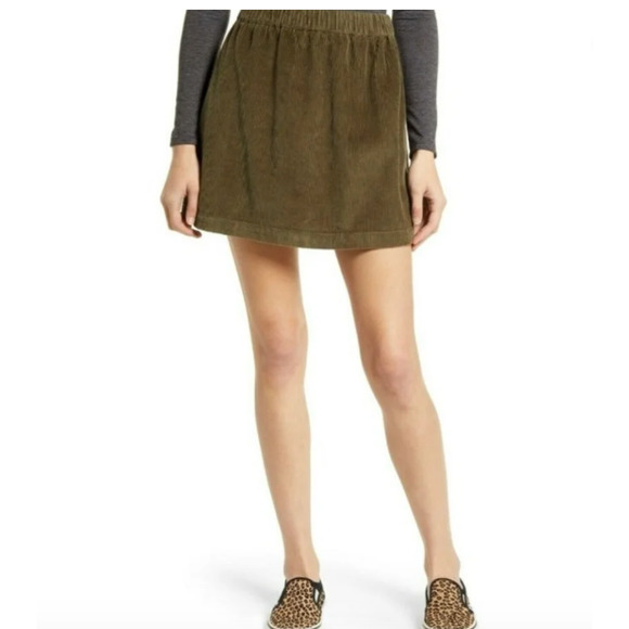 Nordstrom BP Corduroy Pull On Mini Skirt Olive Green Size‎ Small NWT
